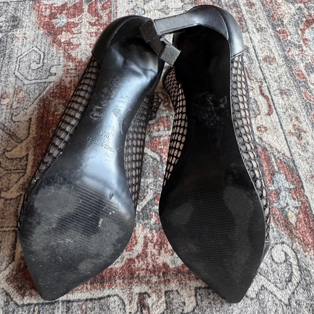 Nine West Black‎ Mesh Pointed Toe Stiletto Heel Ankle Booties Women's Size 9M